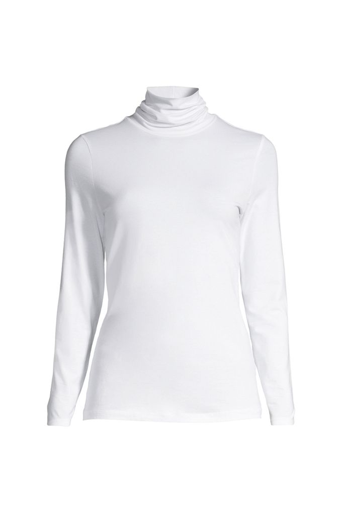 Lands' End Tall Lightweight Jersey Long Sleeve Turtleneck In White