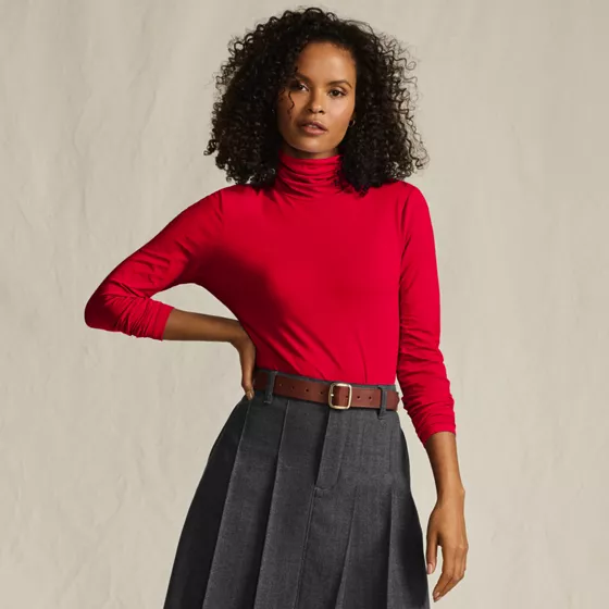 Lightweight Jersey Long Sleeve Turtleneck - primary