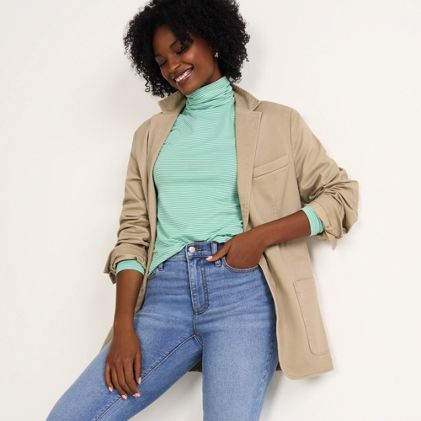Women's Lightweight Jersey Skimming Long Sleeve Turtleneck - primary