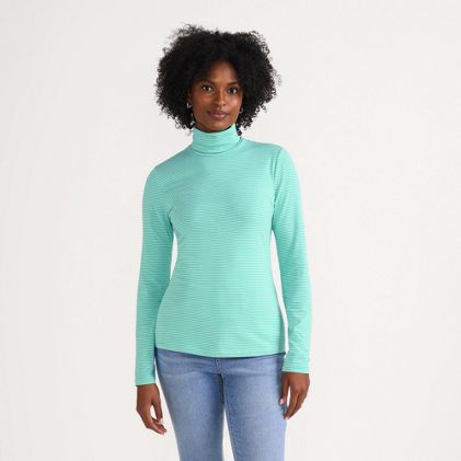 Women's Lightweight Jersey Skimming Long Sleeve Turtleneck - image 2