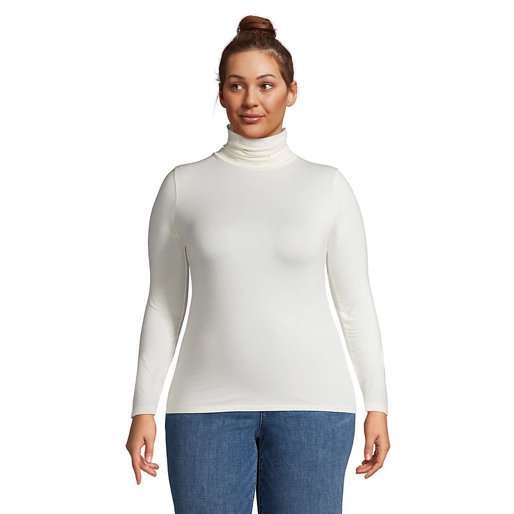 Women's Plus Size Lightweight Fitted Long Sleeve Turtleneck, Front