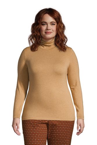 Lands' End Lands' End Women's Plus Size Lightweight Fitted Long Sleeve  Turtleneck, WHITE, 1X