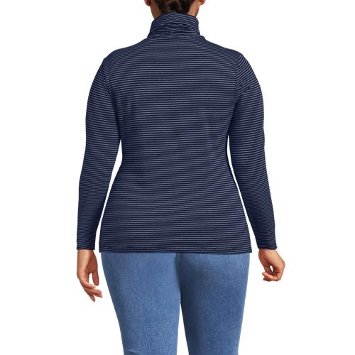  Lands' End Rollkragenshirt Aus Baumwoll/modalmix, Damen, Größe:48-50 Plus, Blau, Baumwolle/elasthan/baumwolle Modal, By Lands' End 