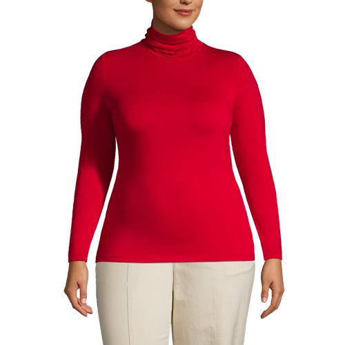 Lands' End Lands' End Women's Lightweight Fitted Long Sleeve Turtleneck,  WHITE, L 