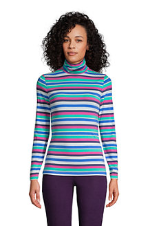 Women's Cotton-modal Stripe Roll Neck 
