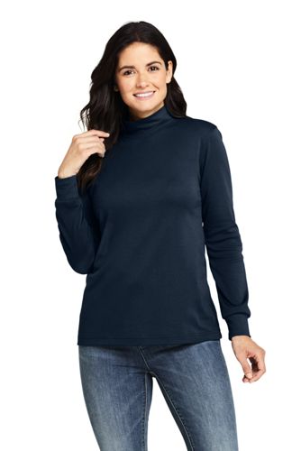 Women S Relaxed Cotton Long Sleeve Mock Turtleneck Lands End