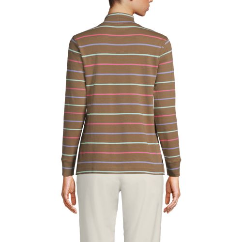 Women's Relaxed Cotton Long Sleeve Mock Turtleneck, Back