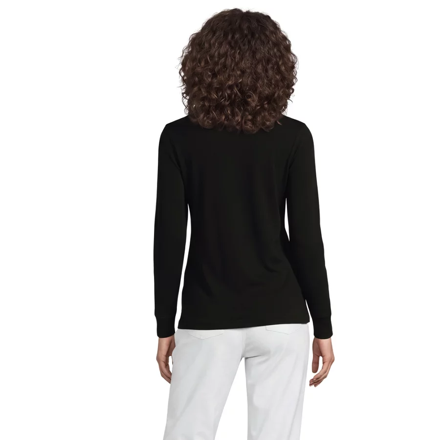Women's Relaxed Cotton Long Sleeve Mock Turtleneck view 3