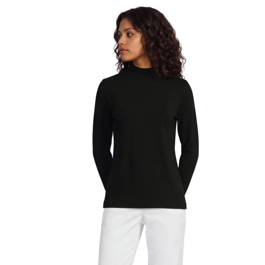 Women's Relaxed Cotton Long Sleeve Mock Turtleneck view 4
