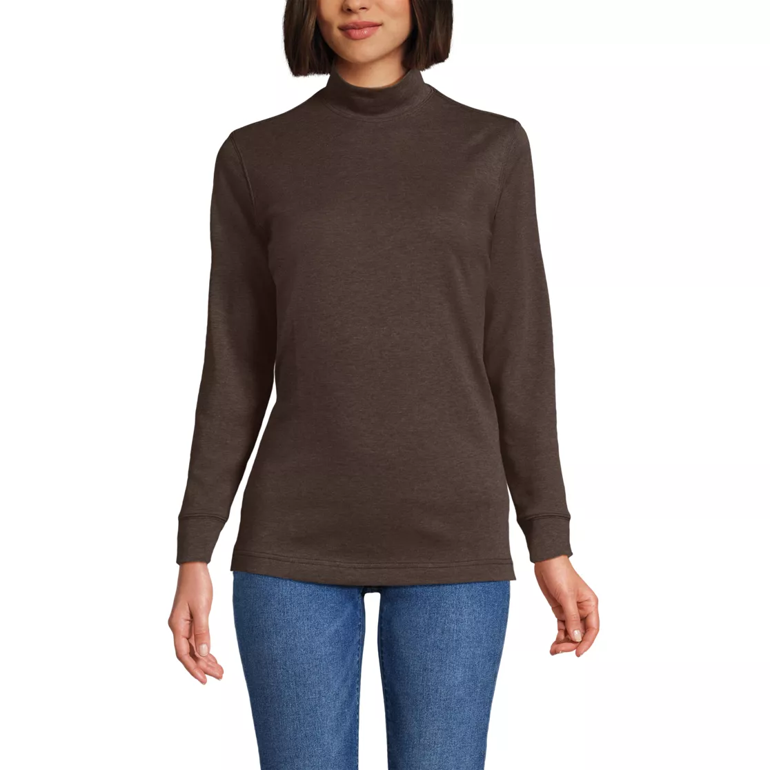 Women's Relaxed Cotton Long Sleeve Mock Turtleneck
