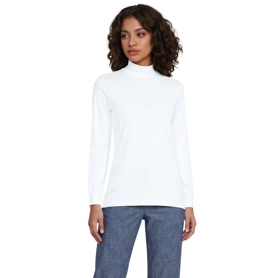 School Uniform Women's Relaxed Cotton Mock Turtleneck view 3