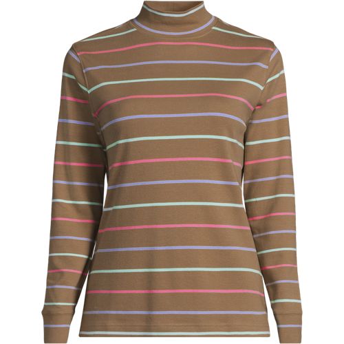 Women's Relaxed Cotton Long Sleeve Mock Turtleneck | Lands' End