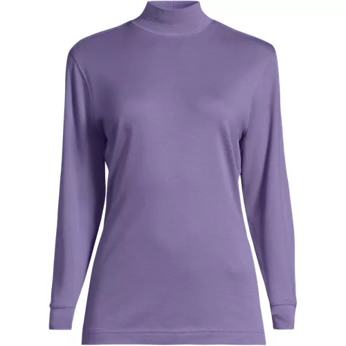 Women's Relaxed Cotton Long Sleeve Mock Turtleneck, Front