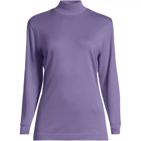Women's Relaxed Cotton Long Sleeve Mock Turtleneck - primary