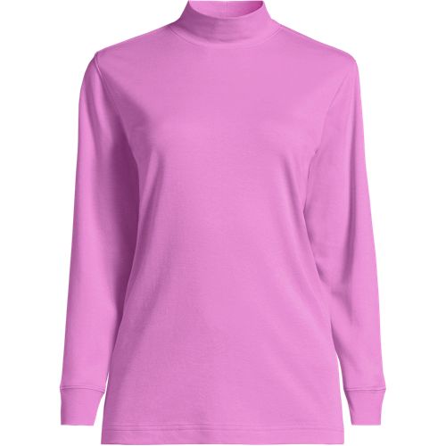 Women's Relaxed Cotton Long Sleeve Mock Turtleneck | Lands' End