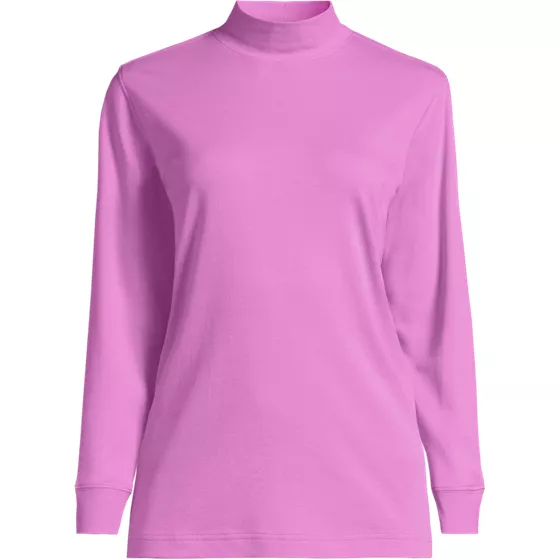 Women's Relaxed Cotton Long Sleeve Mock Turtleneck - primary