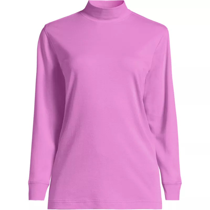 Women's Tall Relaxed Cotton Long Sleeve Mock Turtleneck, Front