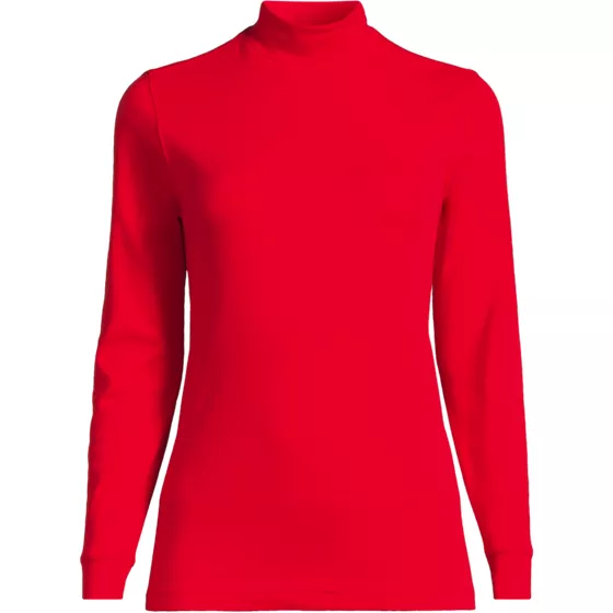 Women's Relaxed Cotton Long Sleeve Mock Turtleneck - primary