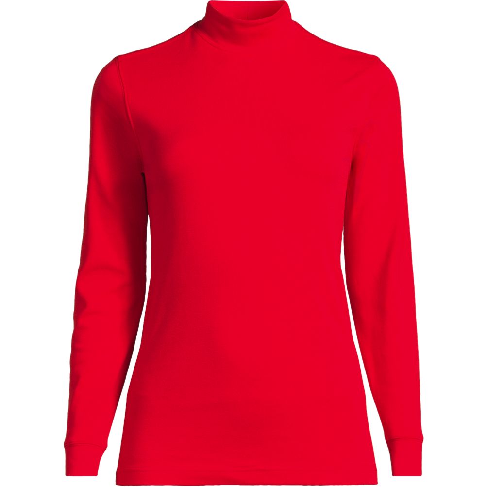 Women's Relaxed Cotton Long Sleeve Mock Turtleneck | Lands' End