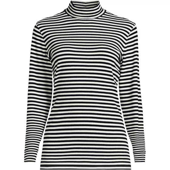 Women's Relaxed Cotton Long Sleeve Mock Turtleneck - primary