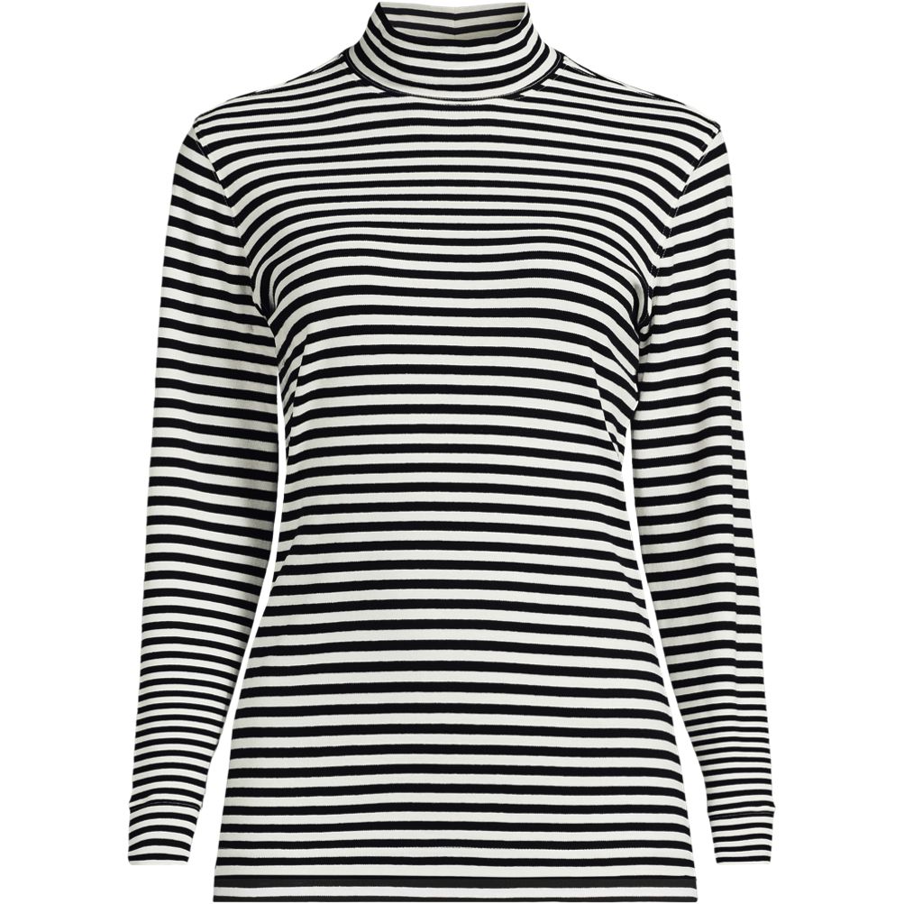 Women's Relaxed Cotton Long Sleeve Mock Turtleneck | Lands' End