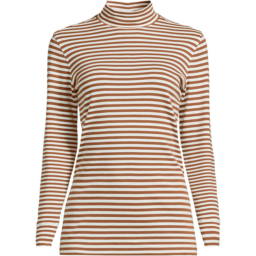 Cotton Polo Neck, Women, size: 2XL, plus, Brown, Cotton, by Lands' End