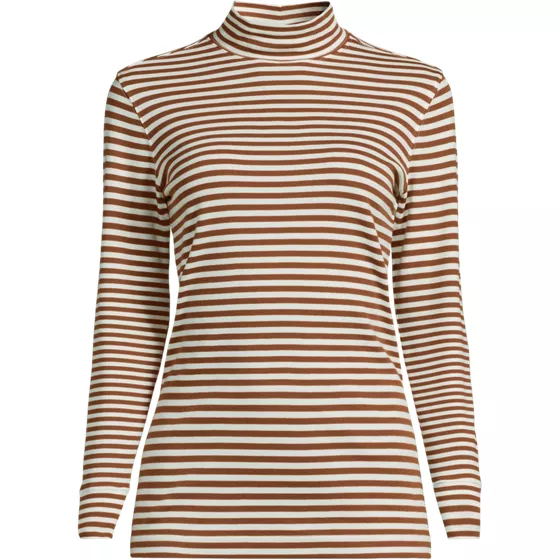 Women's Plus Size Relaxed Cotton Long Sleeve Mock Turtleneck - primary