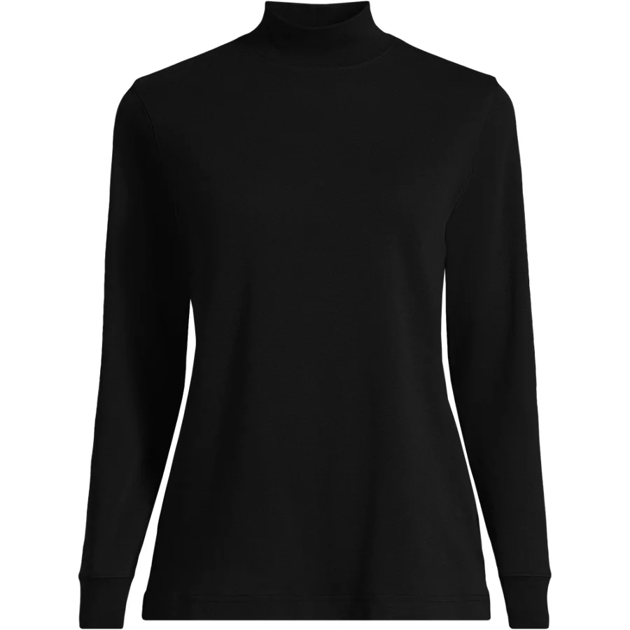 Women's Relaxed Cotton Long Sleeve Mock Turtleneck view 1
