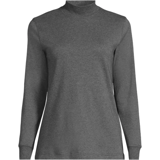 Women's Relaxed Cotton Long Sleeve Mock Turtleneck - primary