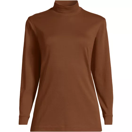 Women's Relaxed Cotton Long Sleeve Mock Turtleneck - primary