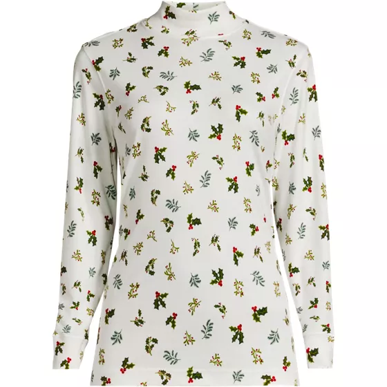 Women's Relaxed Cotton Long Sleeve Mock Turtleneck - primary
