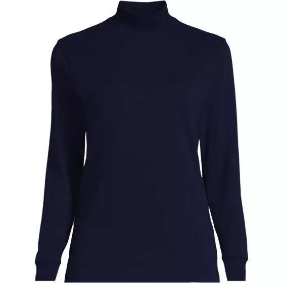 Women's Relaxed Cotton Long Sleeve Mock Turtleneck - primary