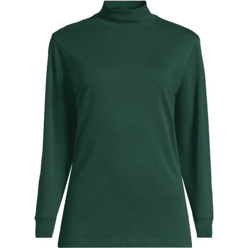 Cotton Polo Neck, Women, size: 1XL, plus, Green, Cotton, by Lands' End