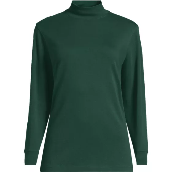 Women's Plus Size Relaxed Cotton Long Sleeve Mock Turtleneck - primary