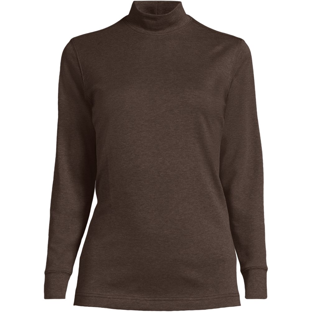 Women's Plus Size Relaxed Cotton Long Sleeve Mock Turtleneck