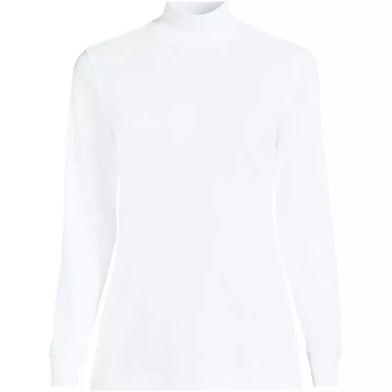 Women's Relaxed Cotton Long Sleeve Mock Turtleneck, Front