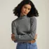 Women's Petite Relaxed Cotton Long Sleeve Mock Turtleneck, alternative image