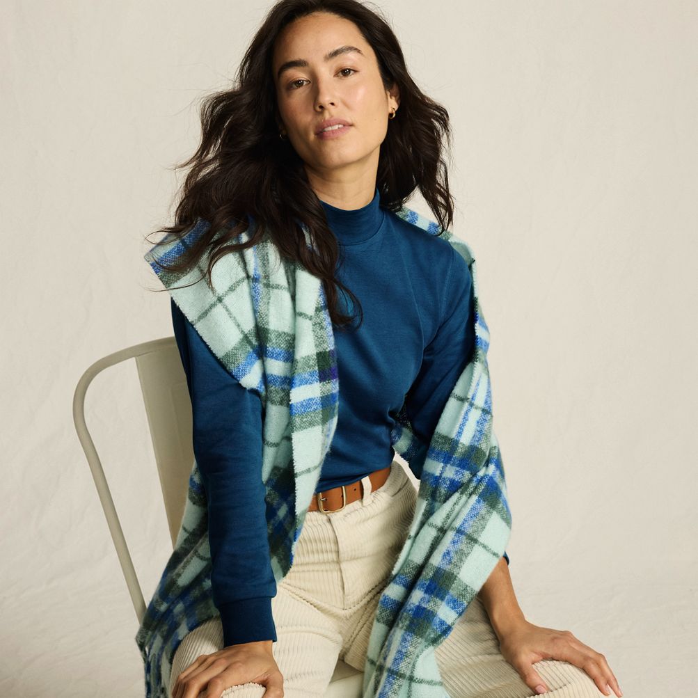 Women's Relaxed Cotton Long Sleeve Mock Turtleneck | Lands' End