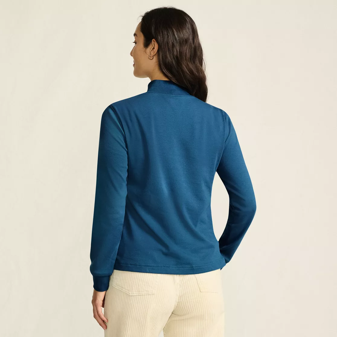 Women's Relaxed Cotton Long Sleeve Mock Turtleneck