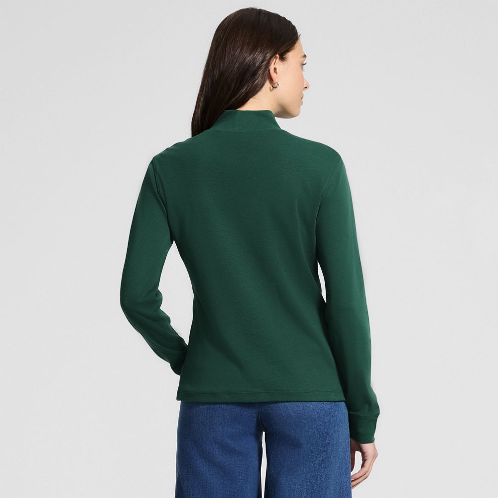 Women's Relaxed Cotton Long Sleeve Mock Turtleneck | Lands' End