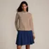 Women's Petite Relaxed Cotton Long Sleeve Mock Turtleneck, Front