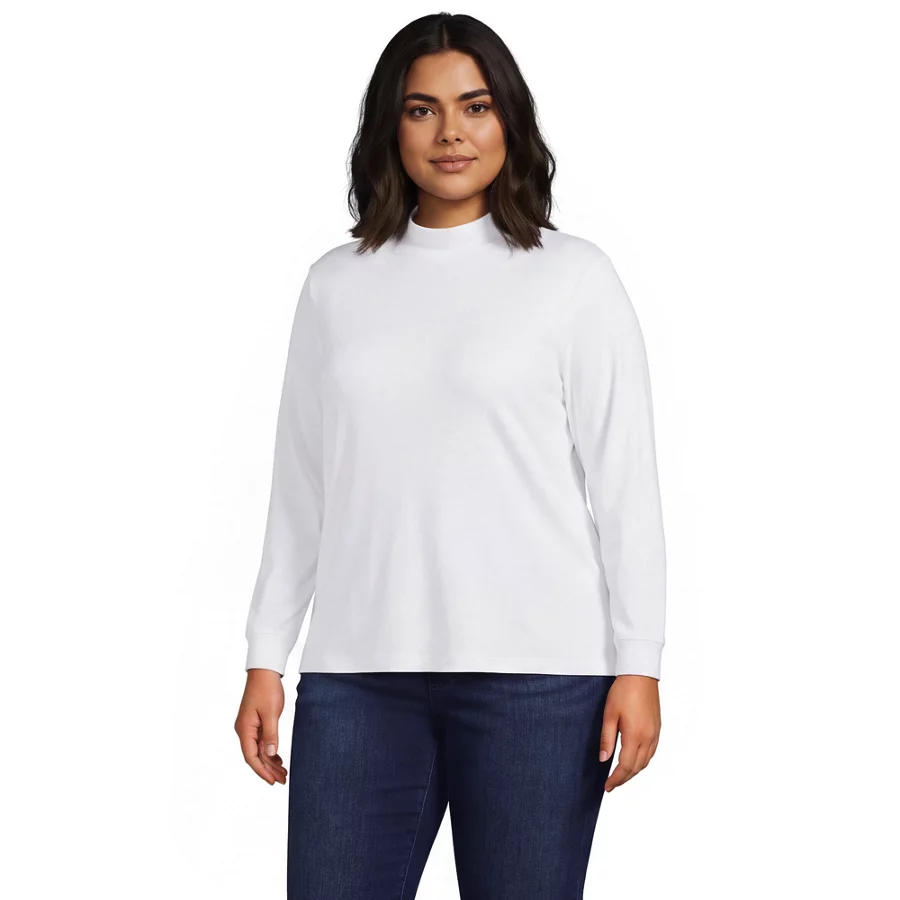 School Uniform Women's Relaxed Cotton Mock Turtleneck view 2