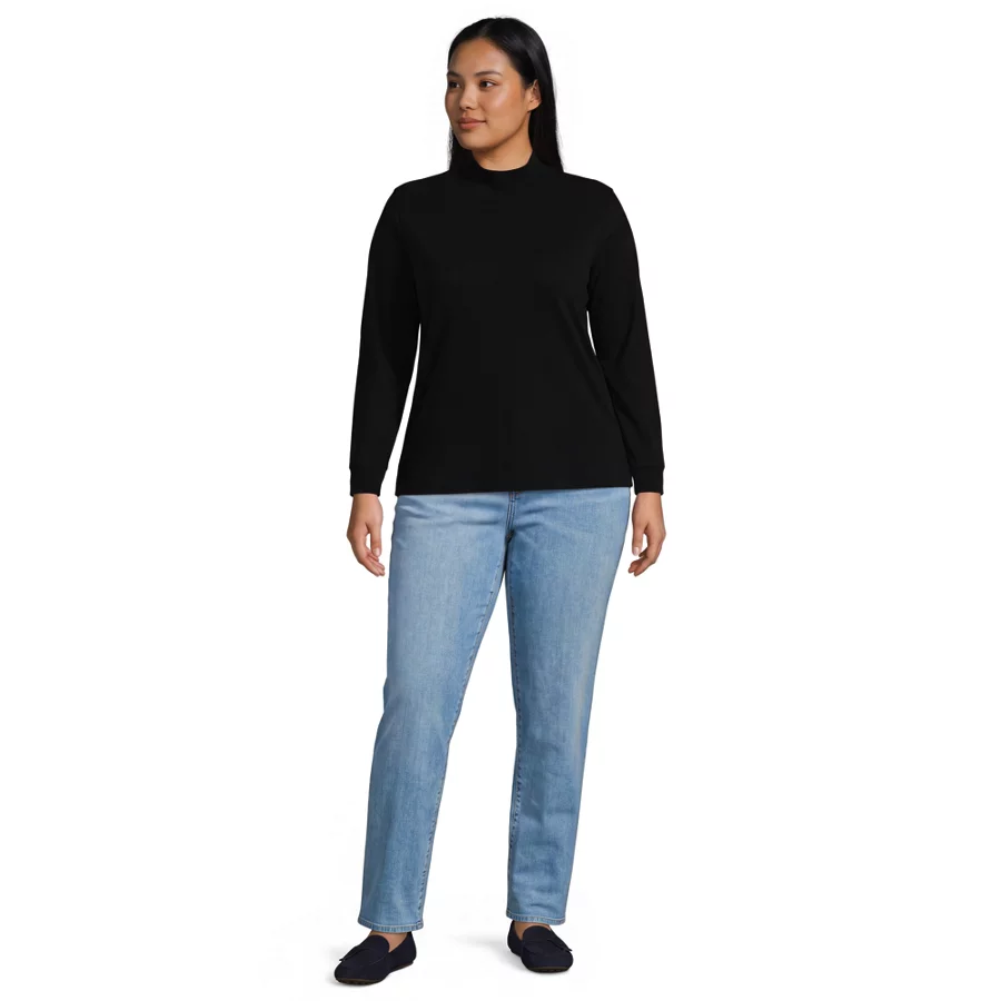 Women's Relaxed Cotton Long Sleeve Mock Turtleneck view 7