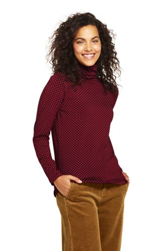 Women's Cotton/Modal Print Roll Neck