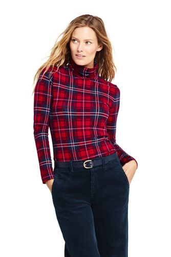 Women's Cotton/Modal Print Roll Neck