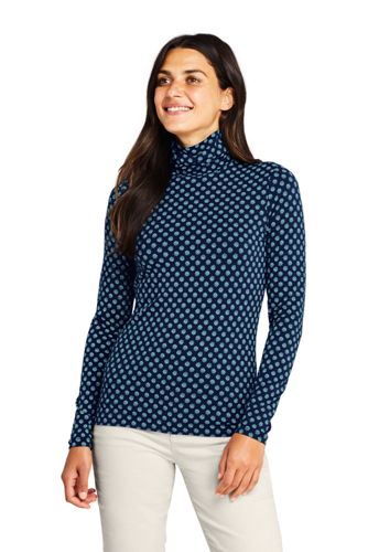 Women's Cotton/Modal Print Roll Neck