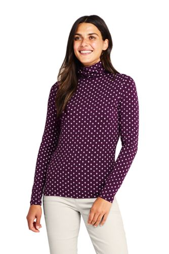 Women's Cotton/Modal Print Roll Neck
