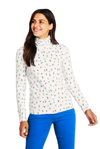 Women's Cotton/Modal Print Roll Neck
