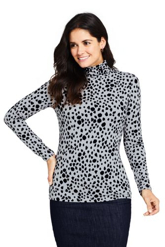 Women's Cotton/Modal Print Roll Neck