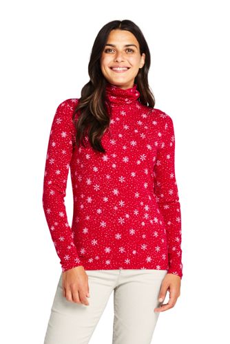 Women's Cotton/Modal Print Roll Neck